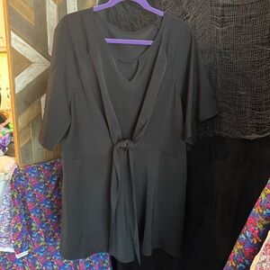 Chic Black Women's Blouse with Tie-Front